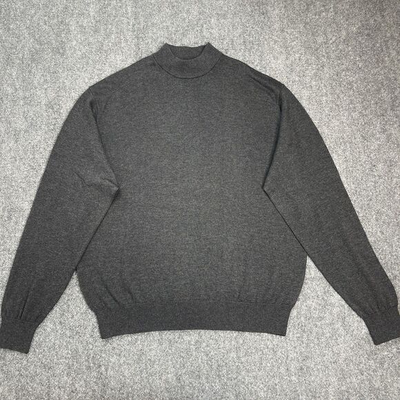 Tulliano Sweater Mens XL Dark Gray Silk Cotton Mock Neck Pullover Lightweight - Picture 1 of 6